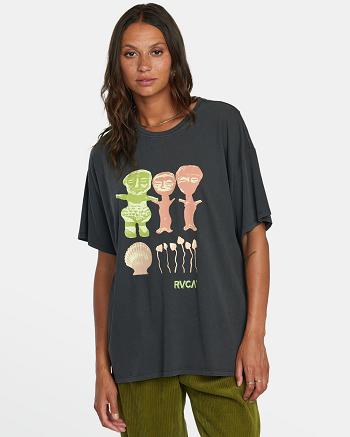 T shirts Rvca Artifacts Baggie Mujer Negras | ACODF86920