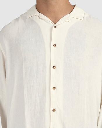 T shirts Rvca Beat Long Sleeve Button-Down Hombre Natural | BCOSO58731