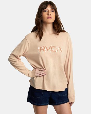 T shirts Rvca Big Daisy Long Sleeve Mujer Nude | COIIZ10349