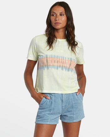 T shirts Rvca Big Tie Dye Stripe Mujer Limón | ECOHC29614