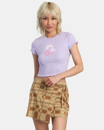 T shirts Rvca Bloomed Classmate Mujer Lavanda | PCOER28961