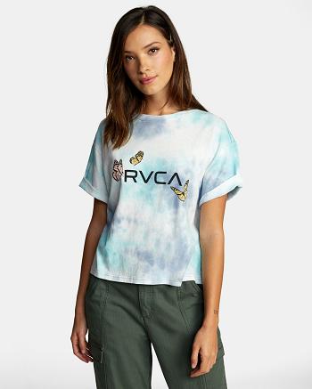 T shirts Rvca Butterfly Crop Mujer Multi | COJZR65509