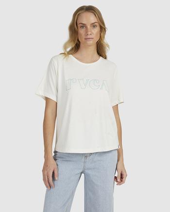 T shirts Rvca Curl Keyline Estampadas Mujer Cloud/Blue | GCOEC98710