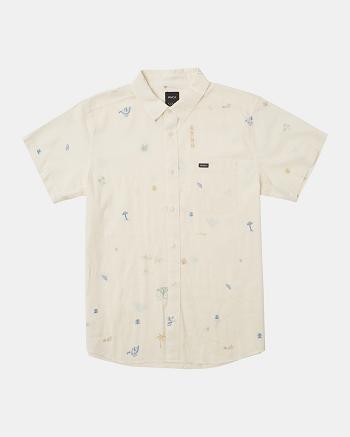 T shirts Rvca Desert Trip Corta Sleeve Hombre Natural | PCOER30077