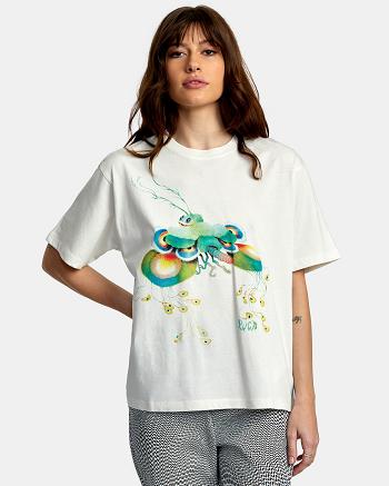 T shirts Rvca Fly Guy Anyday Mujer Blancas | UCOTG20270