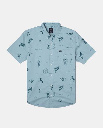 T shirts Rvca Hula Hands Corta Sleeve Hombre Scrub | LCOSX61114