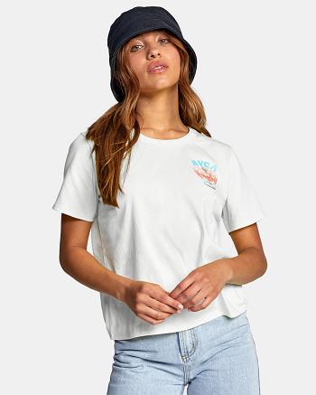 T shirts Rvca LP x KLW Crop Mujer Cloud | COJVR85651