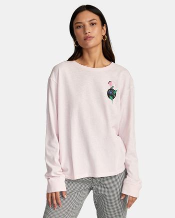 T shirts Rvca LP x KLW Long Sleeve Mujer Rosas | COZPD31890