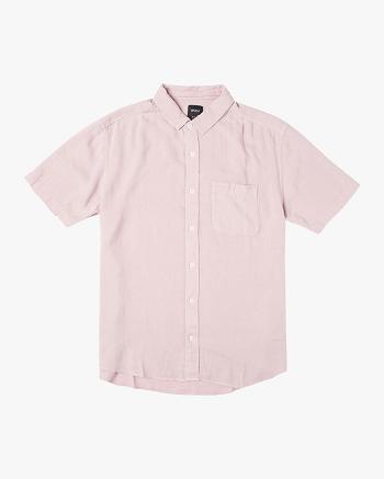 T shirts Rvca PTC Woven Corta Sleeve Hombre Pale Mauve | BCOSO23592