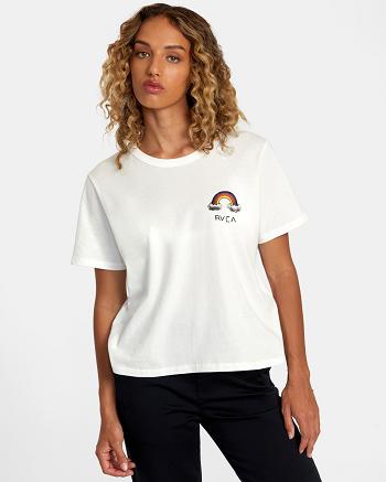 T shirts Rvca Rainbow Connection Mujer Blancas | QCOWA87165