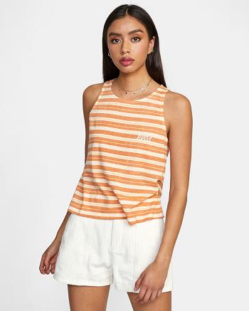 T shirts Rvca Stripe Tank Top Mujer Clay | MCOFT17919