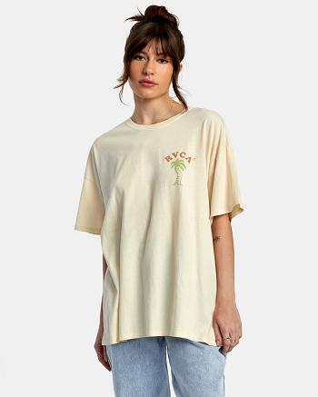 T shirts Rvca VA Palm Baggie Mujer Creme | ACODF47835