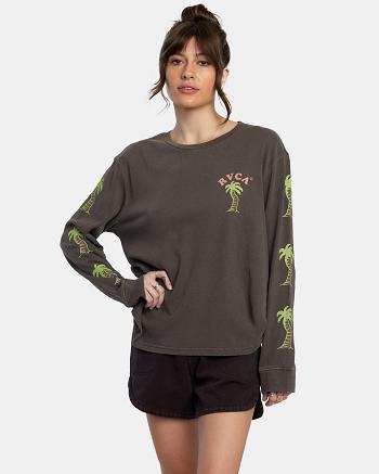 T shirts Rvca VA Palm Long Sleeve Mujer Java | FCOUI43093