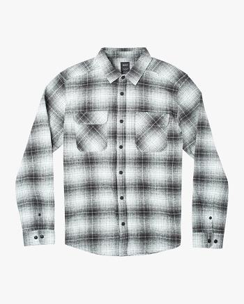 T shirts Rvca Vesuvio Long Sleeve Flannel Hombre Verde | YCOVQ89999