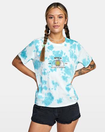 T shirts Rvca West Tie-Dye Crop Mujer Azules | TCOWZ85807